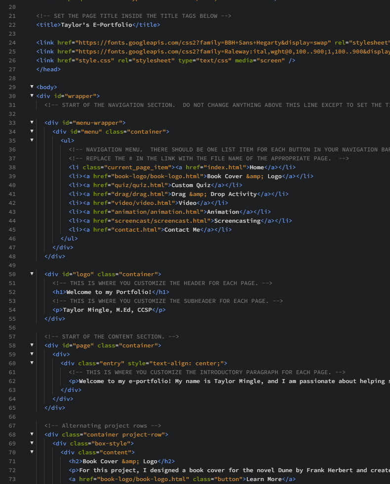 Preview collage of e-portfolio projects