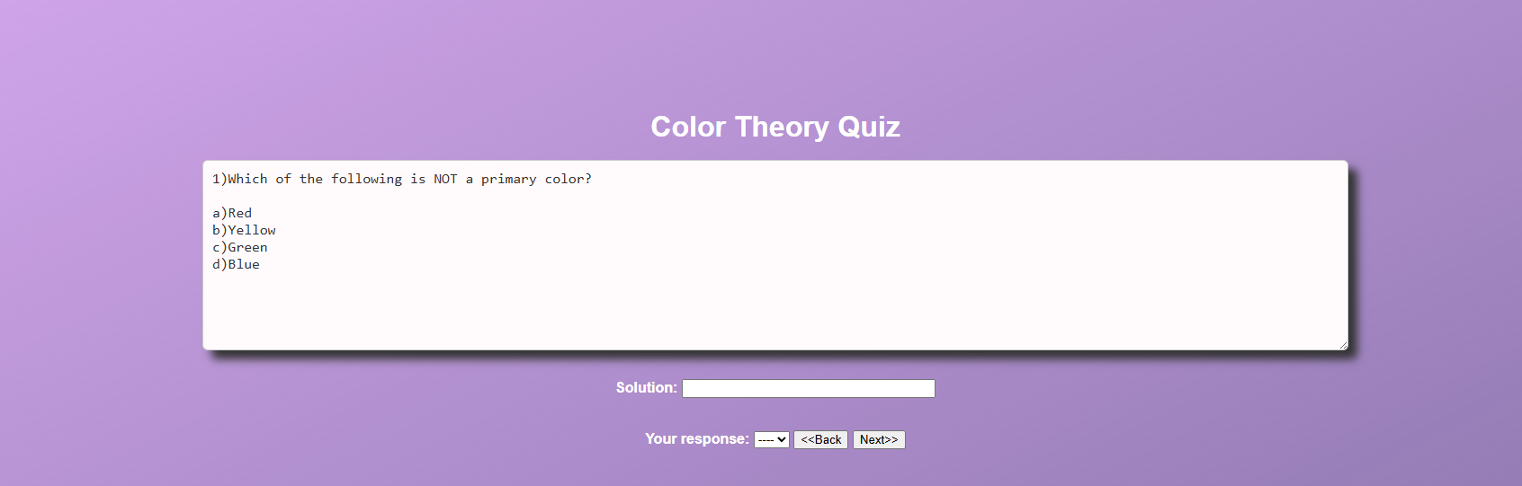 Preview of the color theory custom quiz